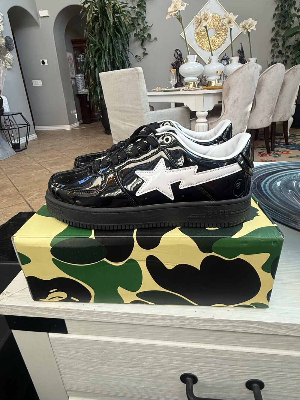 Black Bapesta Sneakers with White Sta
